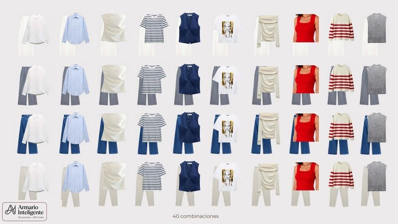 Grid con 40 combinaciones de prendas
